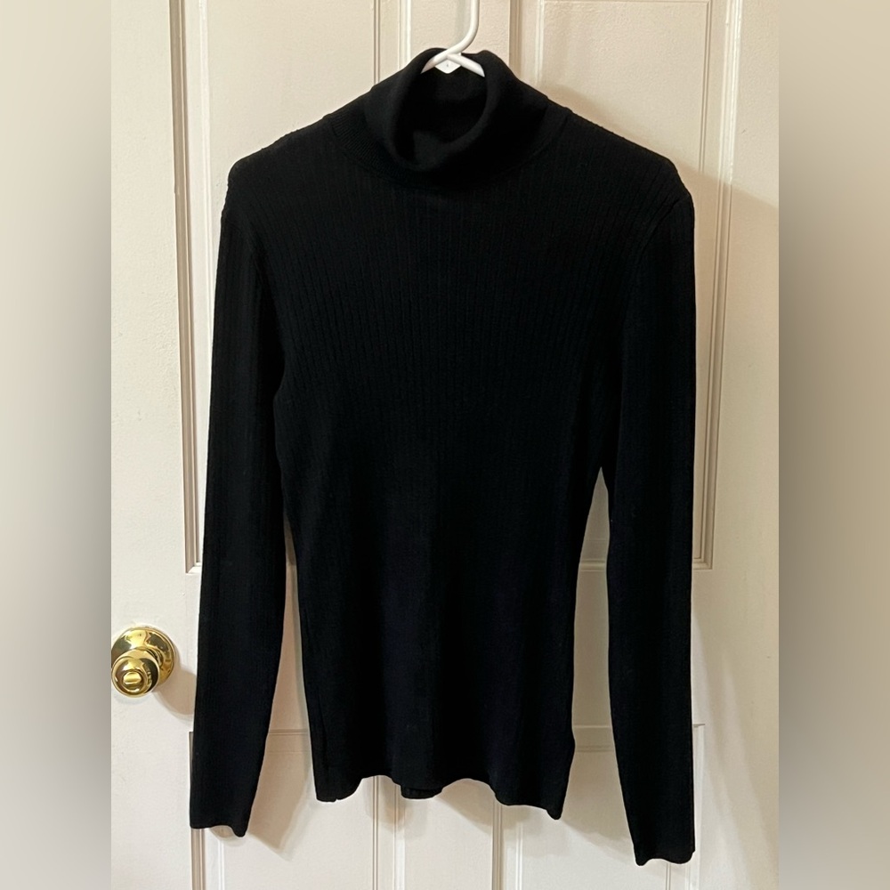 Madison Grey Black Ribbed Cozy Turtleneck